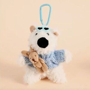 White And Blue Cute Bear Key Chain